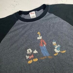 Vintage‎ Disney store Mickey goofy & Donald baseball 3/4 sleeve tshirt size XL